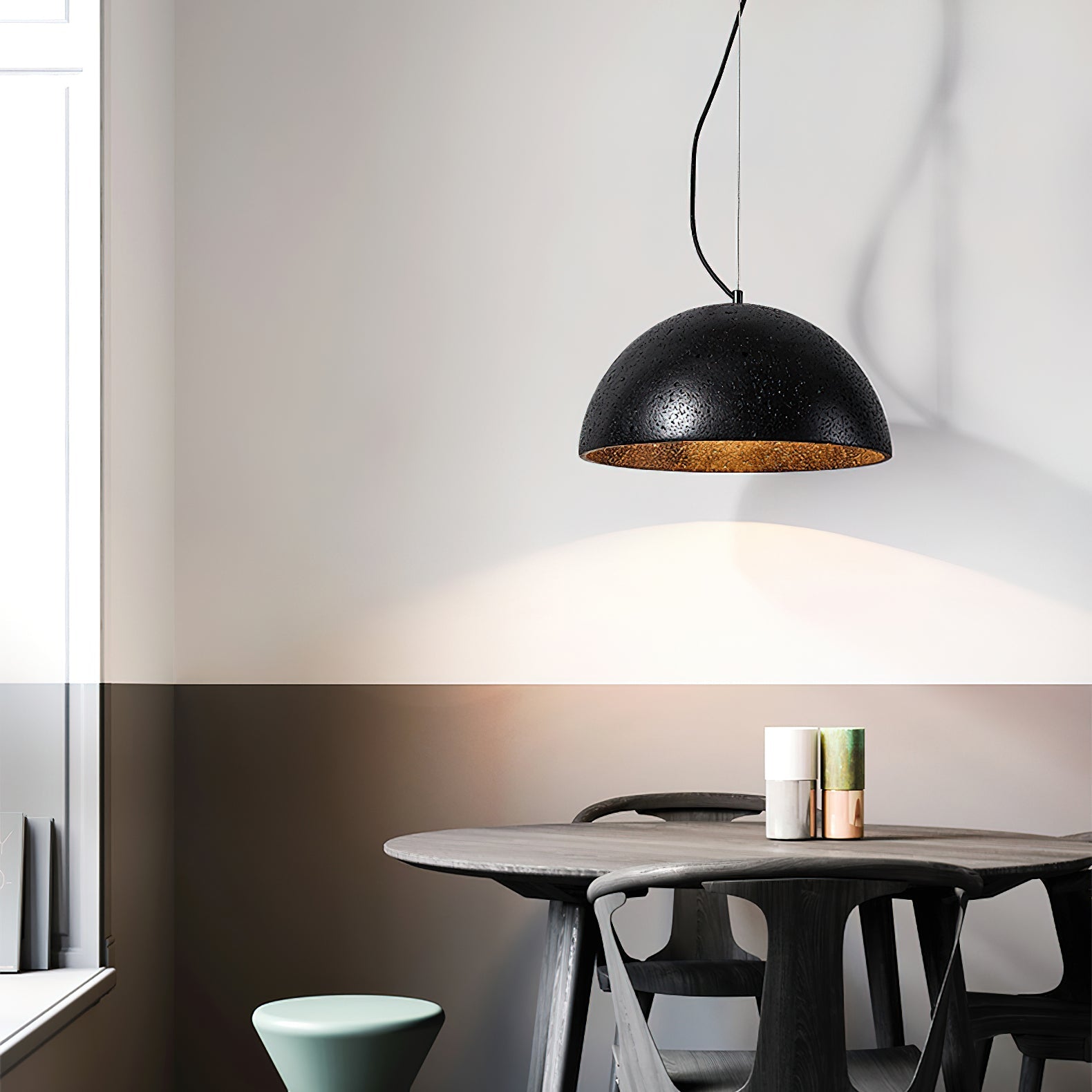 Suspension moderne Fromund en Travertin jaune