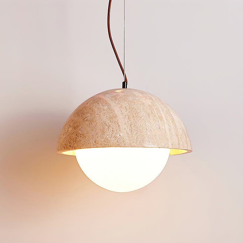 Suspension moderne Fromund en Travertin jaune