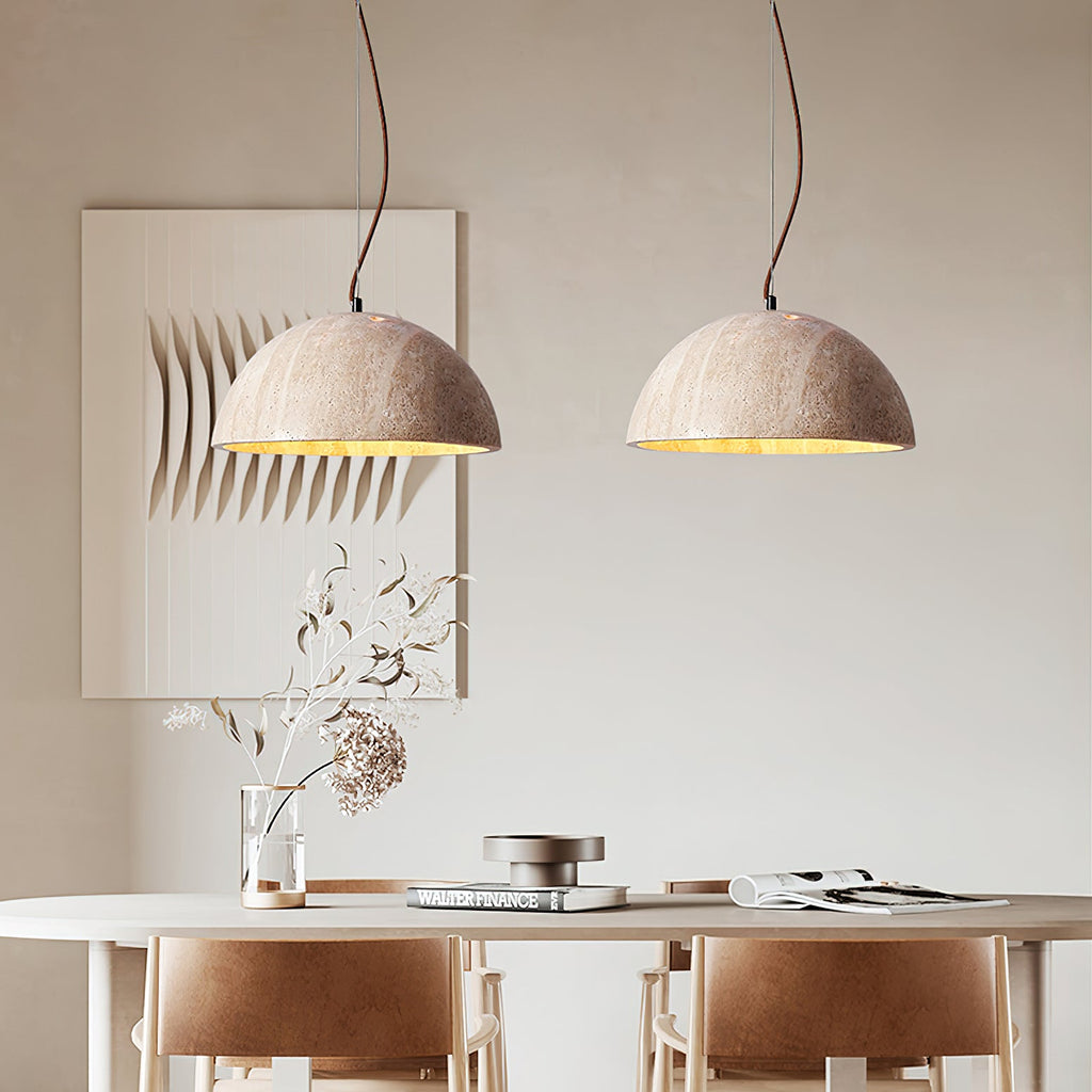 Suspension moderne Fromund en Travertin jaune