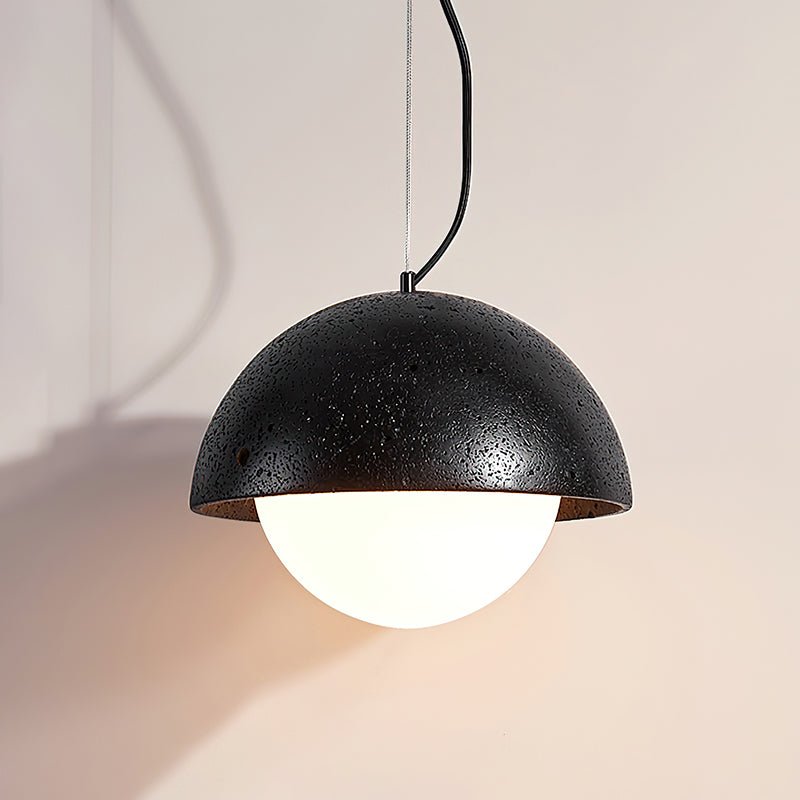 Suspension moderne Fromund en Noir travertin