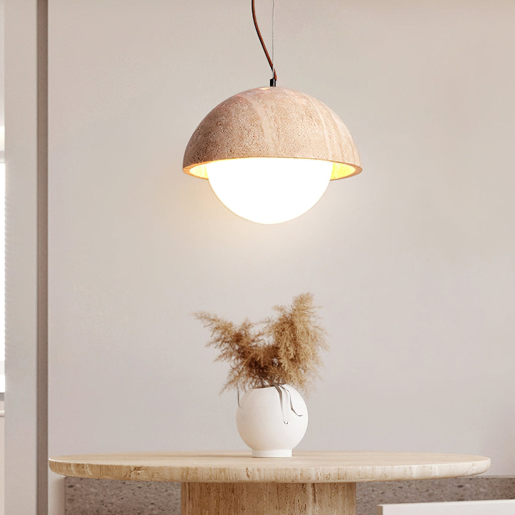 Suspension moderne Fromund en Noir travertin