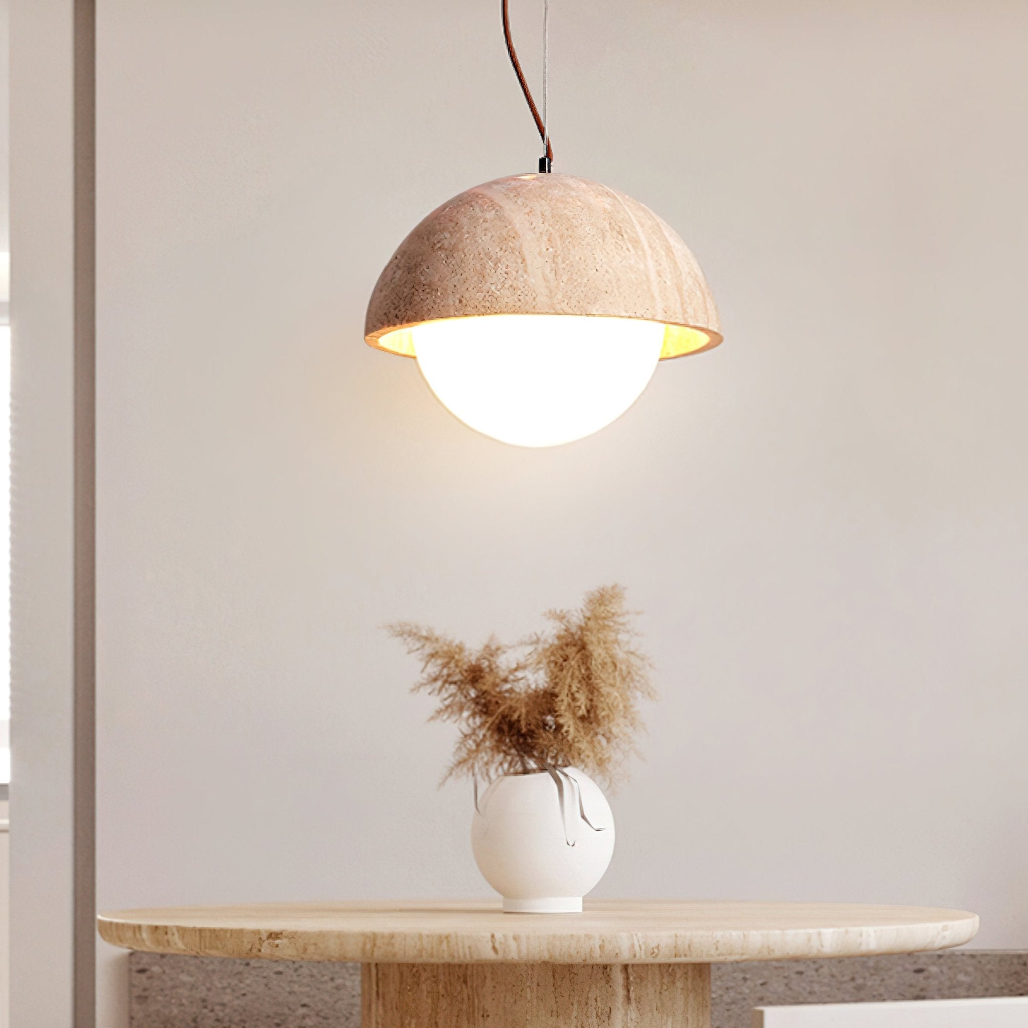 Suspension moderne Fromund en Noir travertin