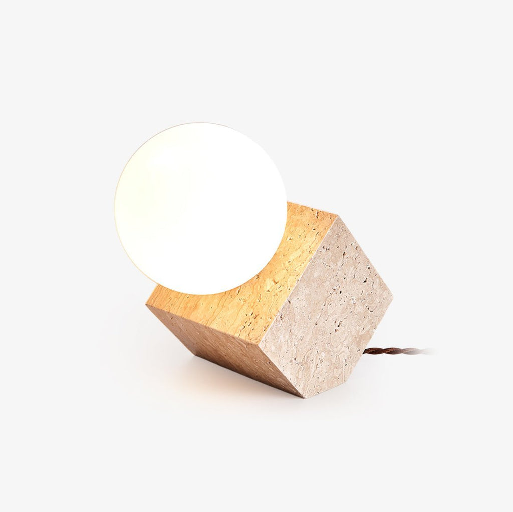 Lampe à poser moderne Esa en pierre Travertin jaune