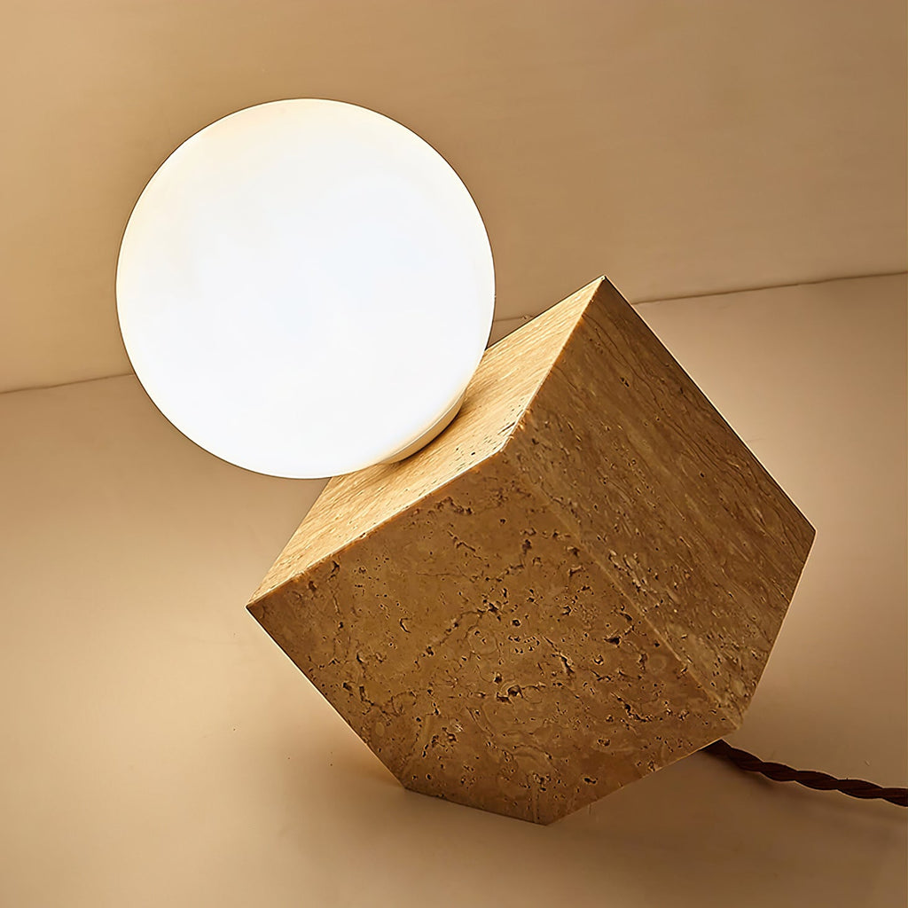Lampe à poser moderne Esa en pierre Travertin jaune