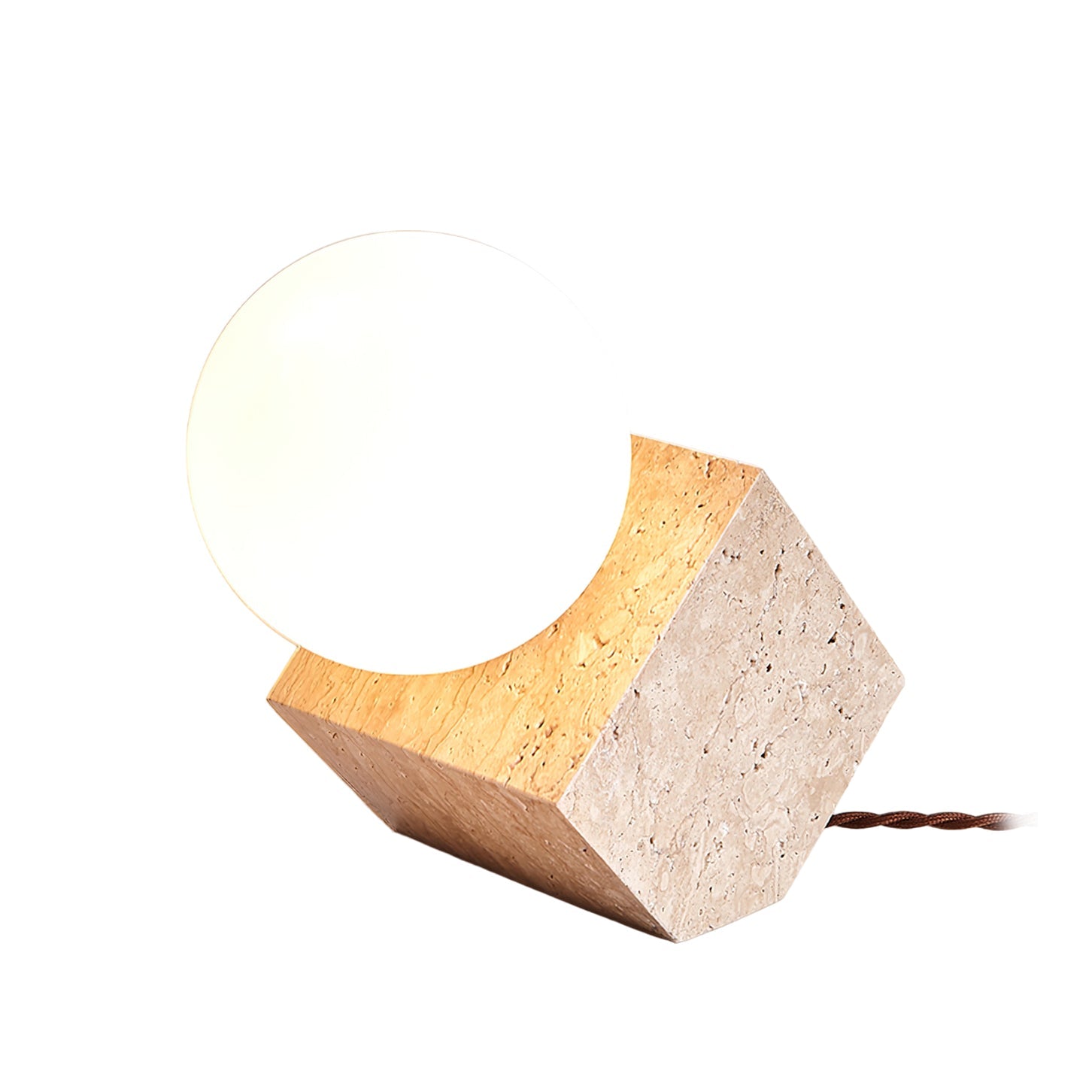 Lampe à poser moderne Esa en pierre Travertin jaune
