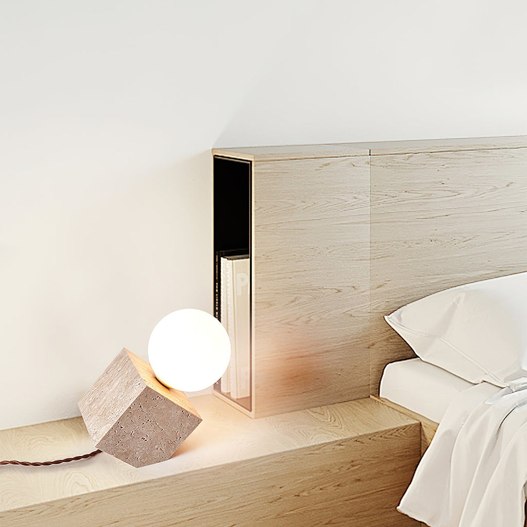 Lampe à poser moderne Esa en pierre Travertin jaune