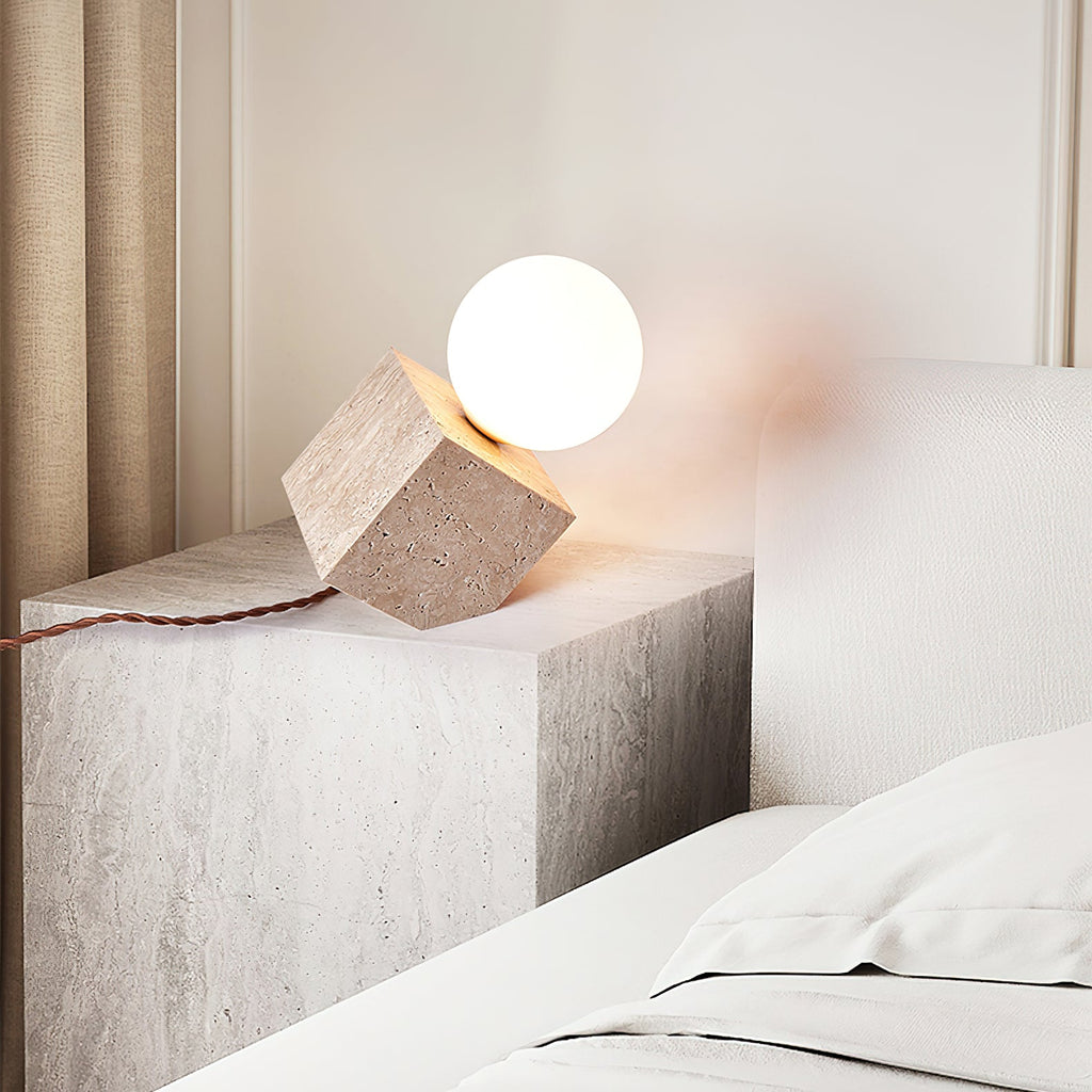 Lampe à poser moderne Esa en pierre Travertin jaune