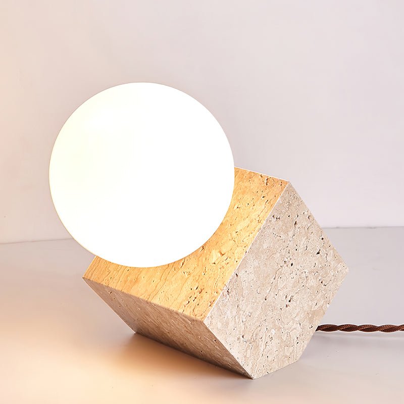 Lampe à poser moderne Esa en pierre Travertin jaune