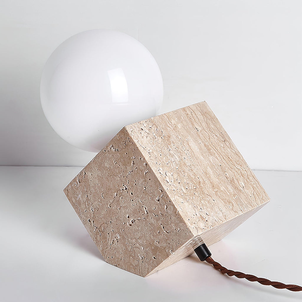 Lampe à poser moderne Esa en pierre Travertin jaune