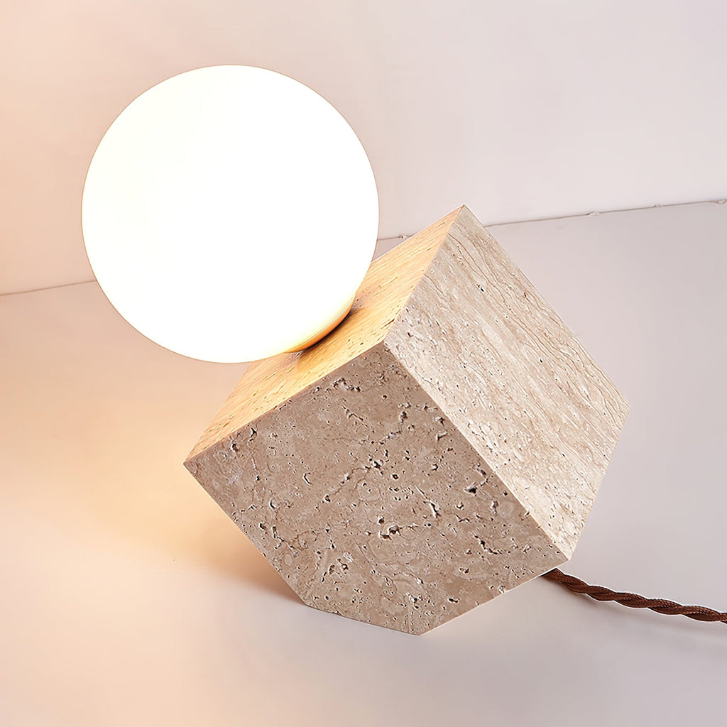 Lampe à poser moderne Esa en pierre Travertin jaune