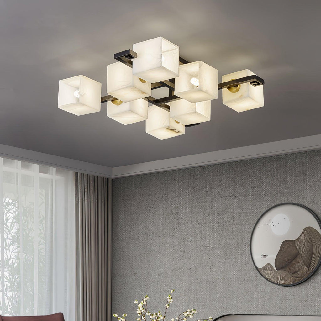Plafonnier moderne Mors en Albâtre Noir et blanc