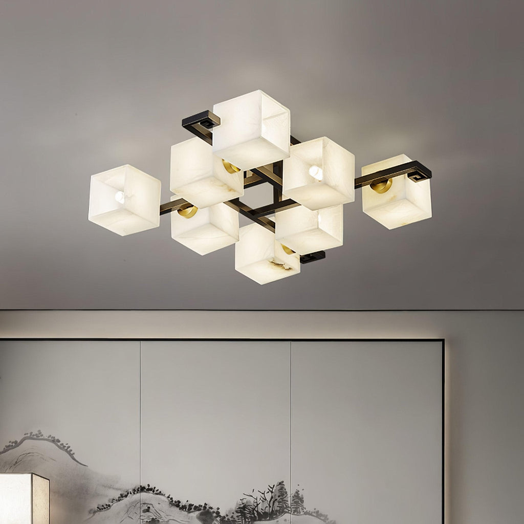 Plafonnier moderne Mors en Albâtre Noir et blanc