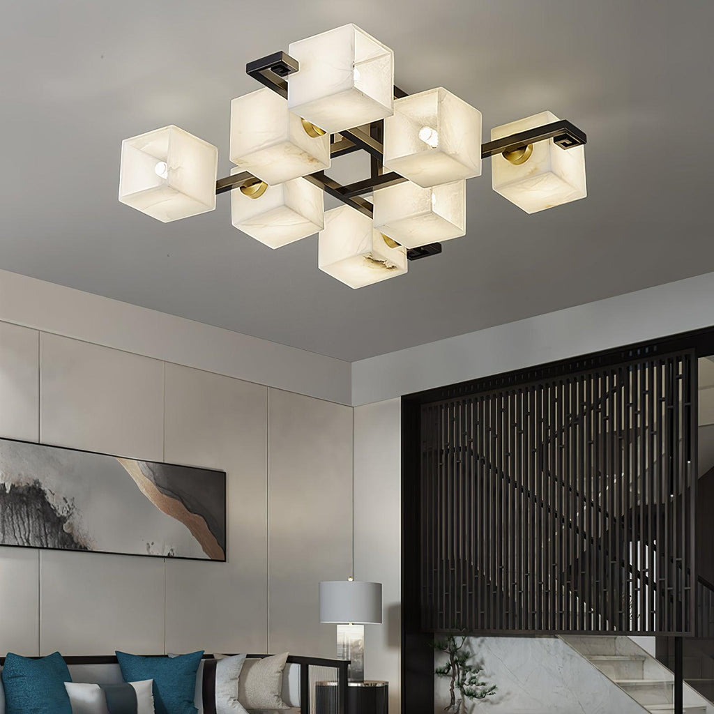 Plafonnier moderne Mors en Albâtre Noir et blanc
