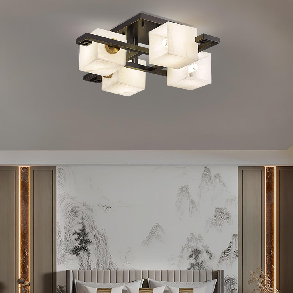 Plafonnier moderne Mors en Albâtre Noir et blanc