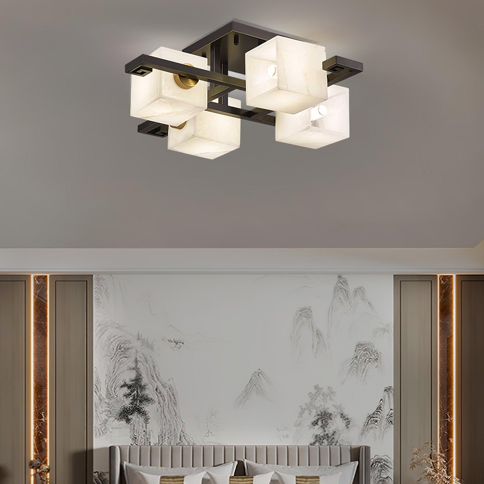 Plafonnier moderne Mors en Albâtre Noir et blanc