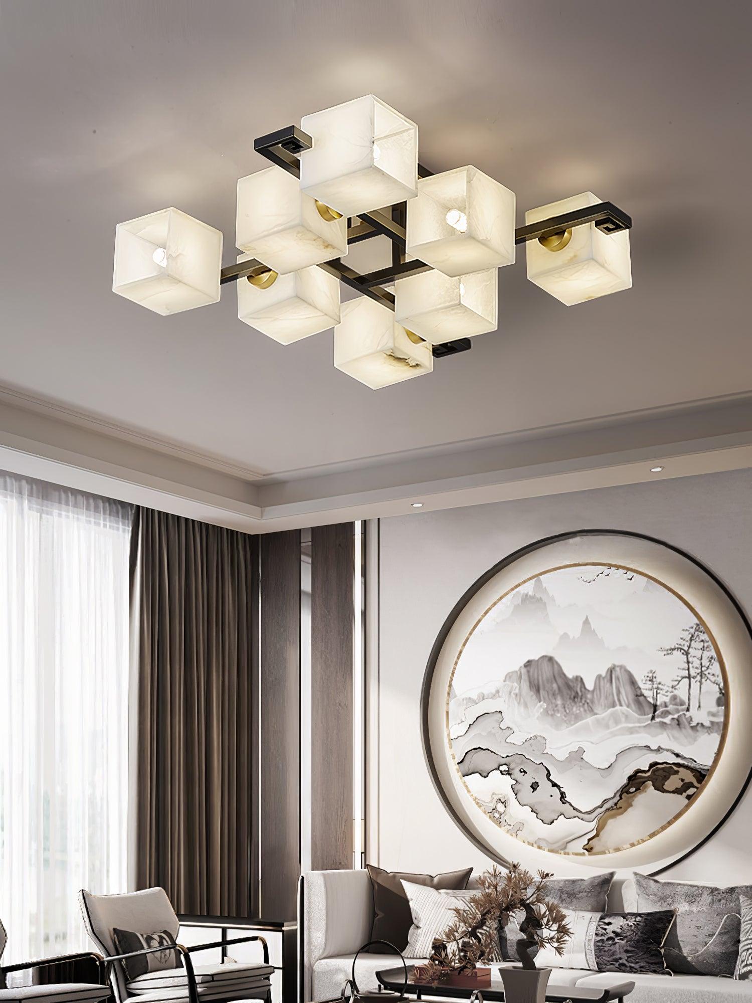 Plafonnier moderne Mors en Albâtre Noir et blanc