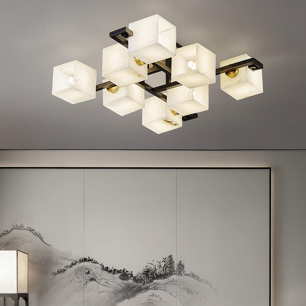 Plafonnier moderne Mors en Albâtre Noir et blanc