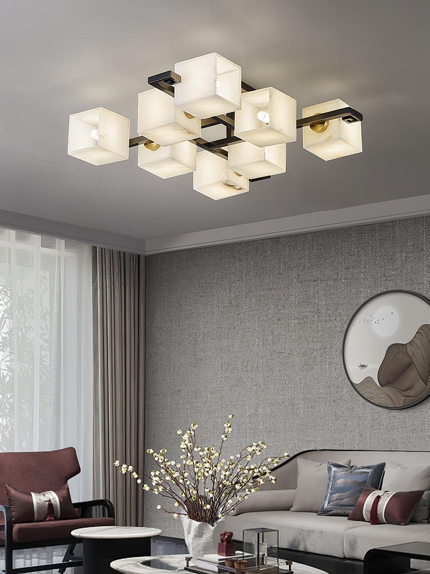 Plafonnier moderne Mors en Albâtre Noir et blanc