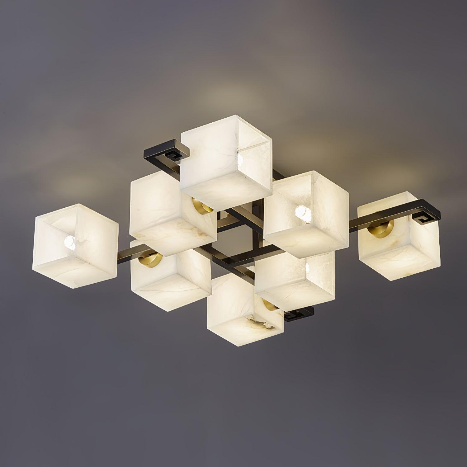 Plafonnier moderne Mors en Albâtre Noir et blanc