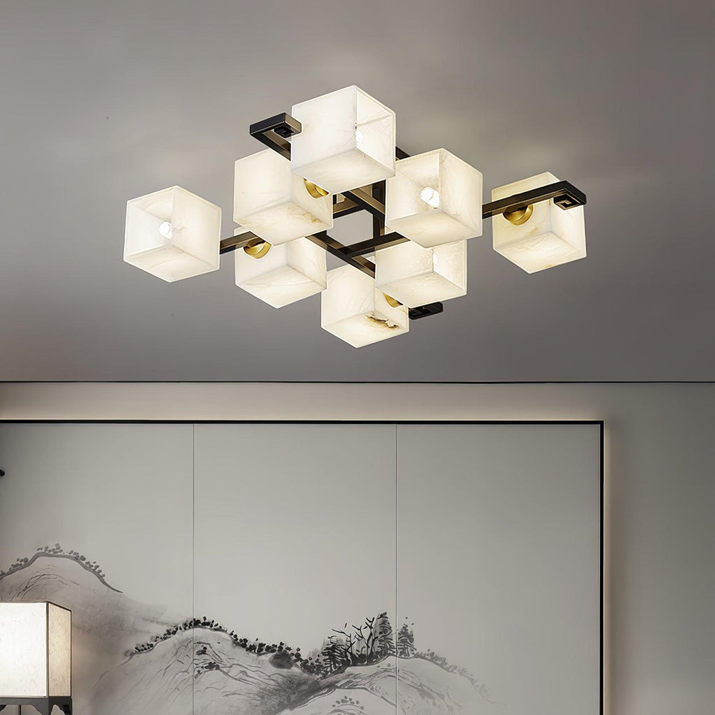 Plafonnier moderne Mors en Albâtre Noir et blanc