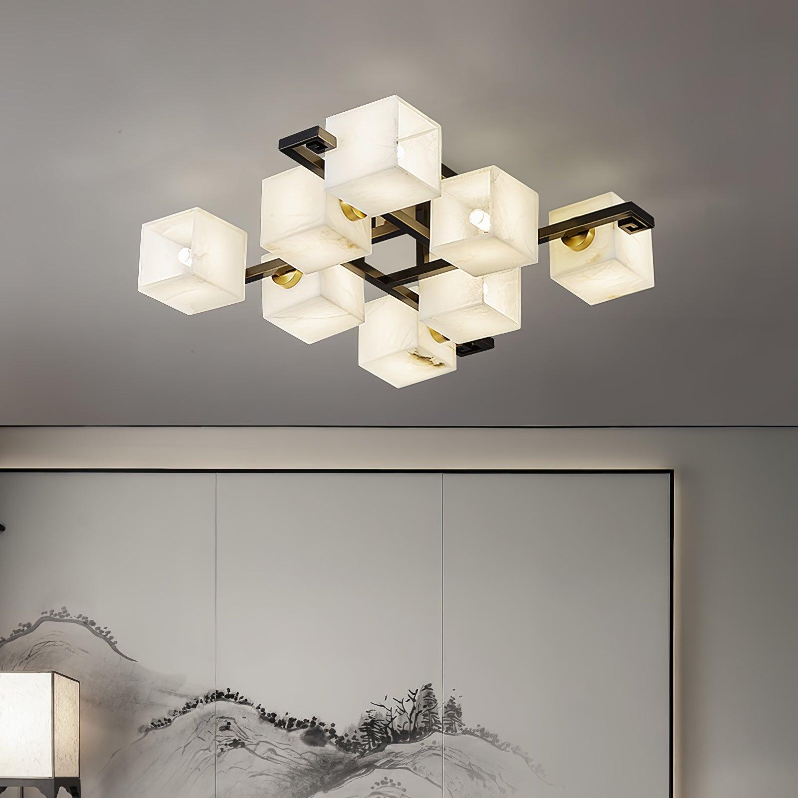 Plafonnier moderne Mors en Albâtre Noir et blanc