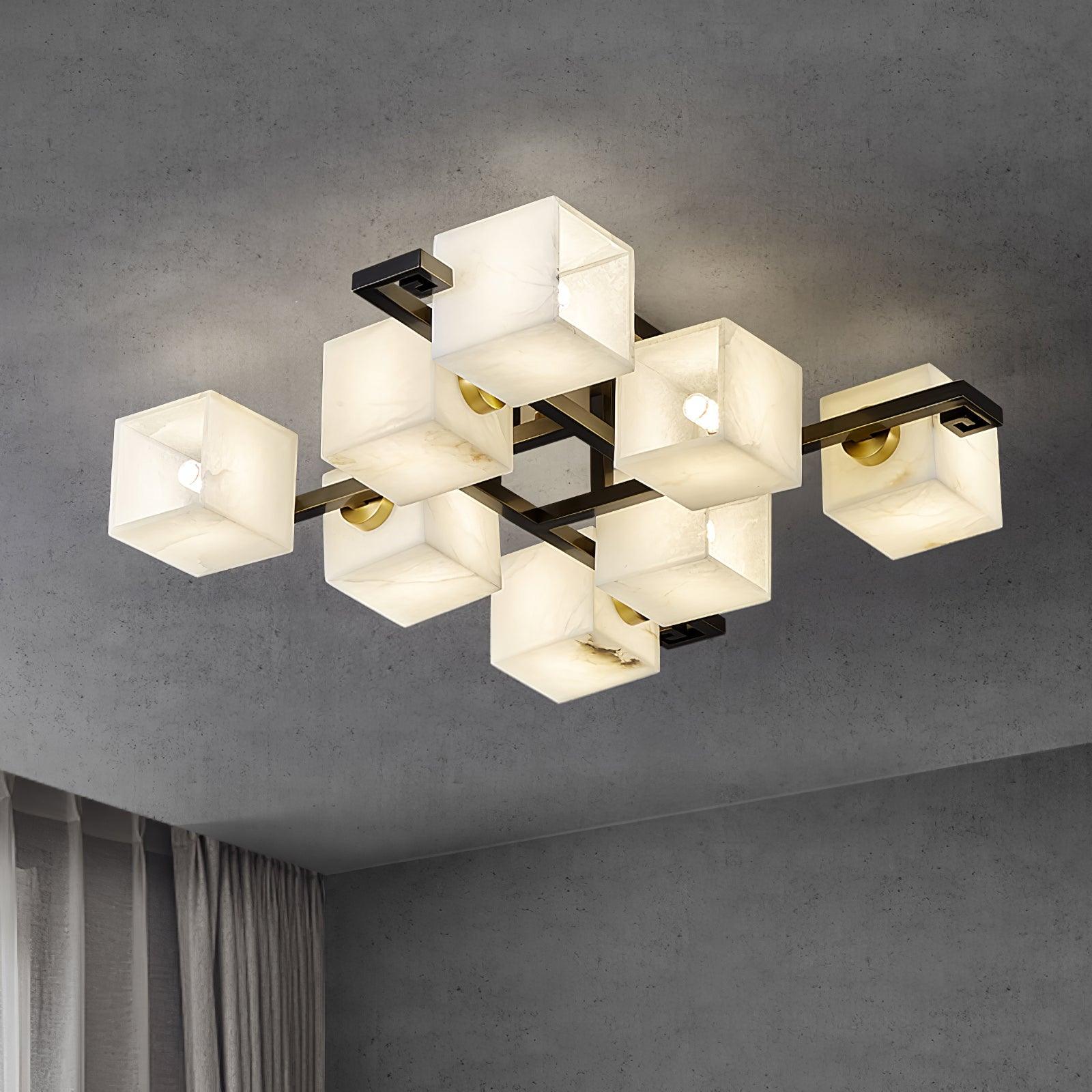 Plafonnier moderne Mors en Albâtre Noir et blanc