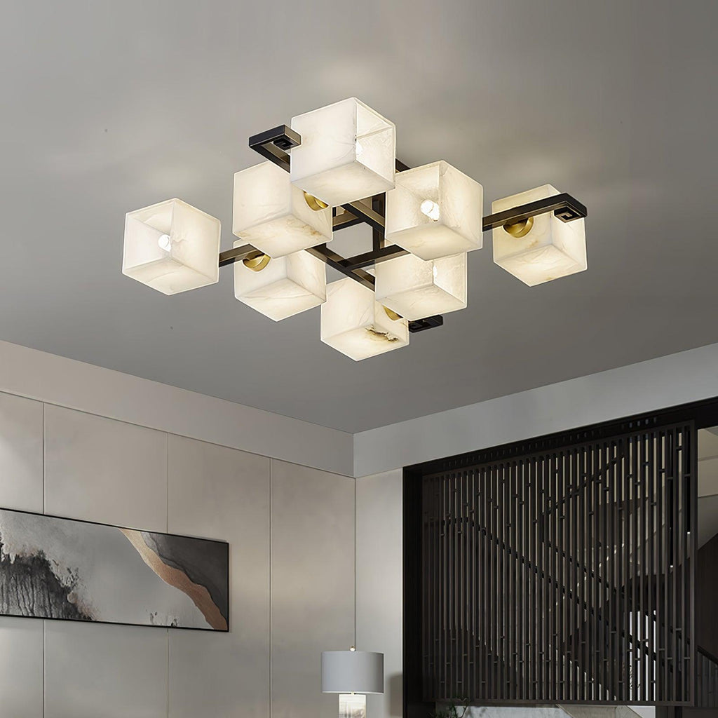 Plafonnier moderne Mors en Albâtre Noir et blanc