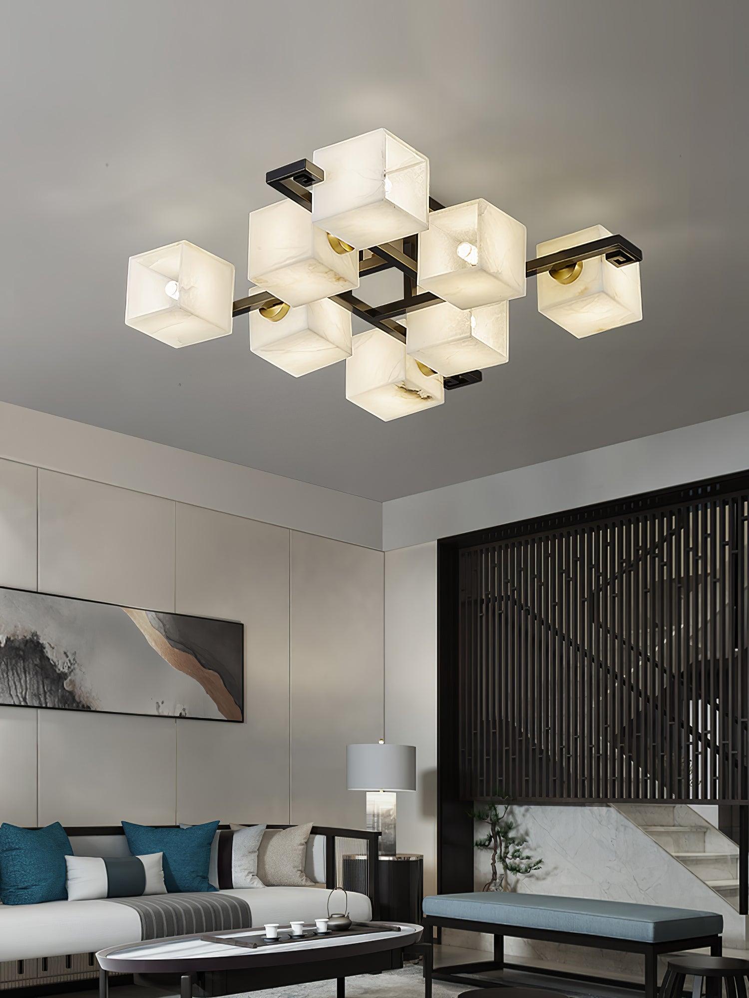 Plafonnier moderne Mors en Albâtre Noir et blanc