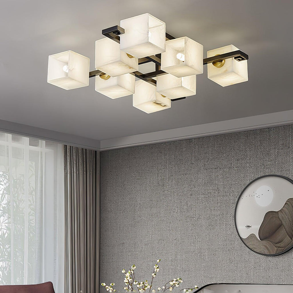 Plafonnier moderne Mors en Albâtre Noir et blanc