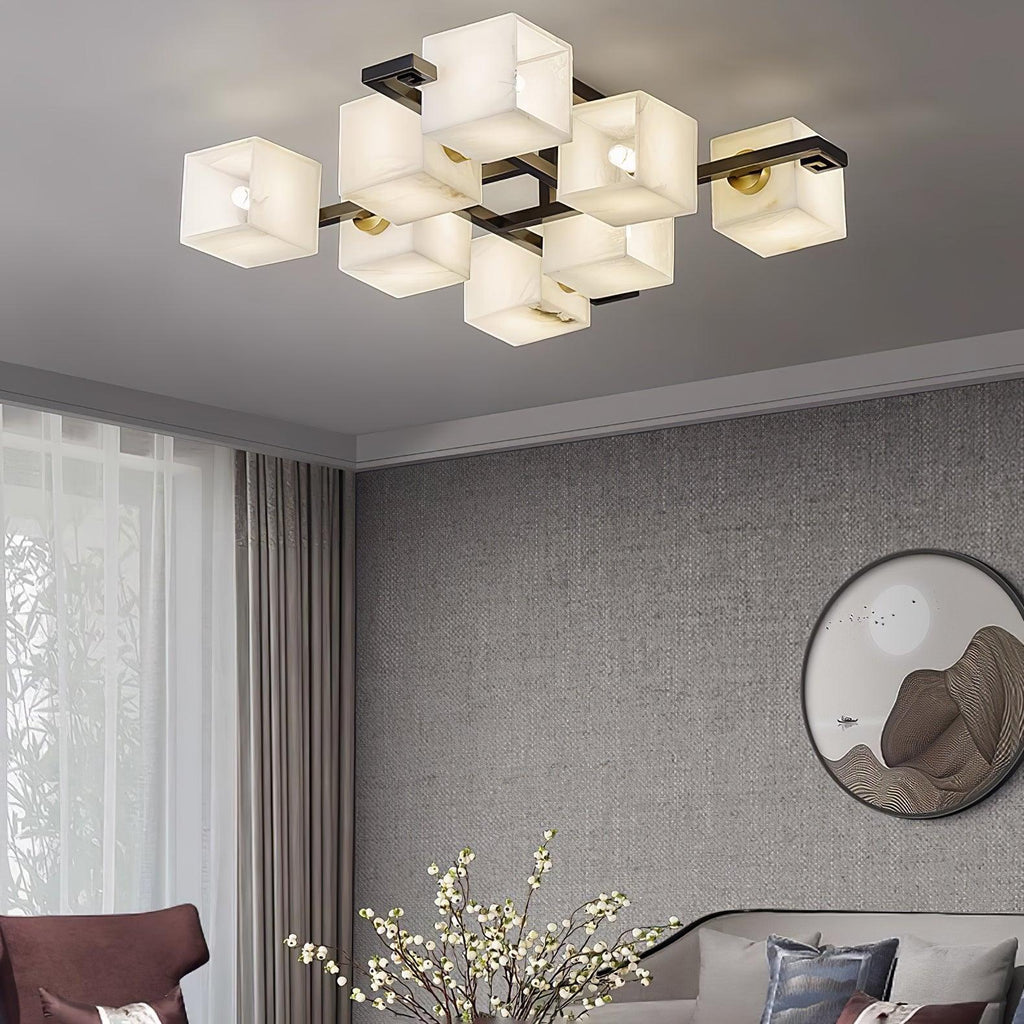 Plafonnier moderne Mors en Albâtre Noir et blanc