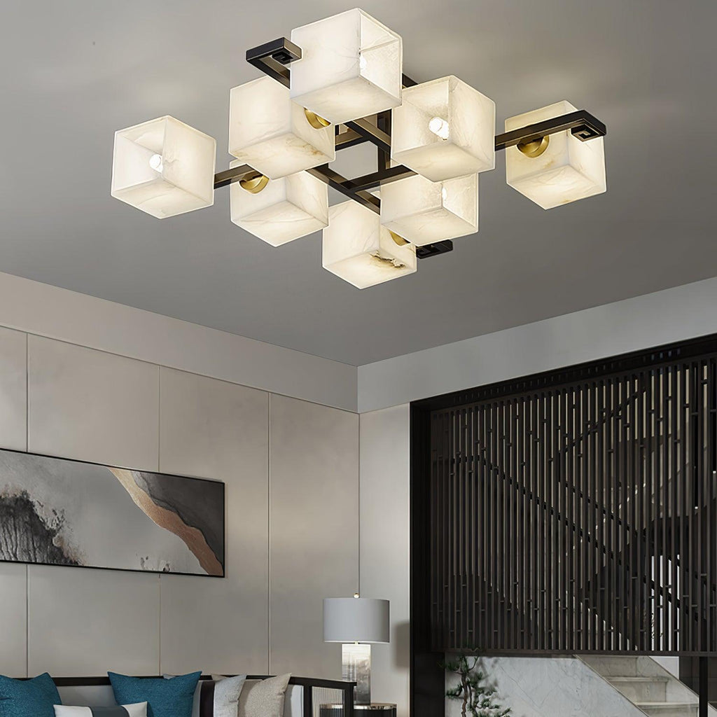 Plafonnier moderne Mors en Albâtre Noir et blanc