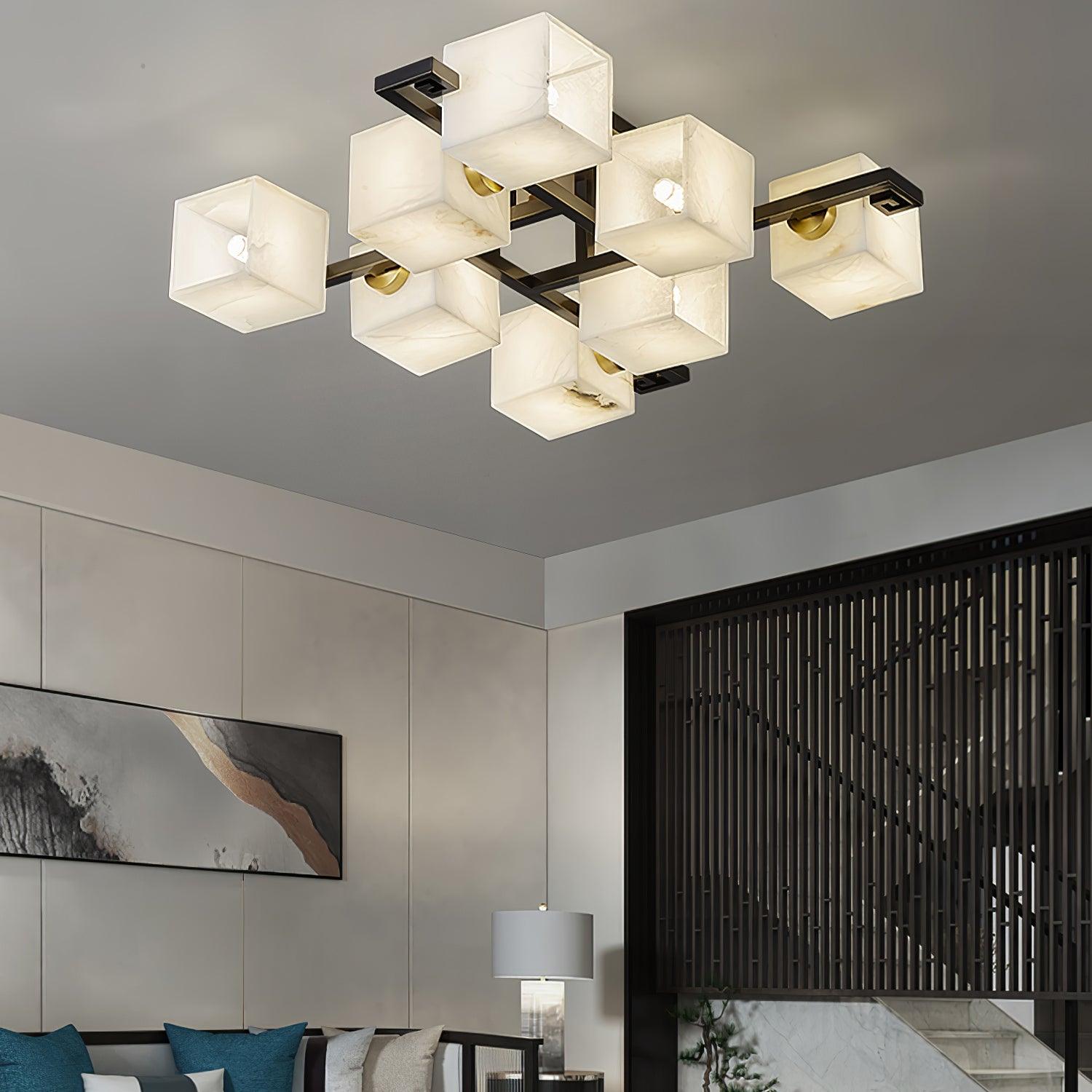 Plafonnier moderne Mors en Albâtre Noir et blanc