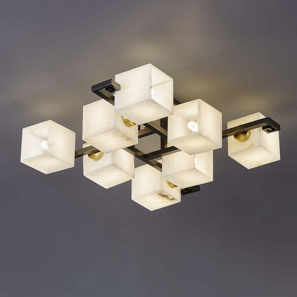 Plafonnier moderne Mors en Albâtre Noir et blanc