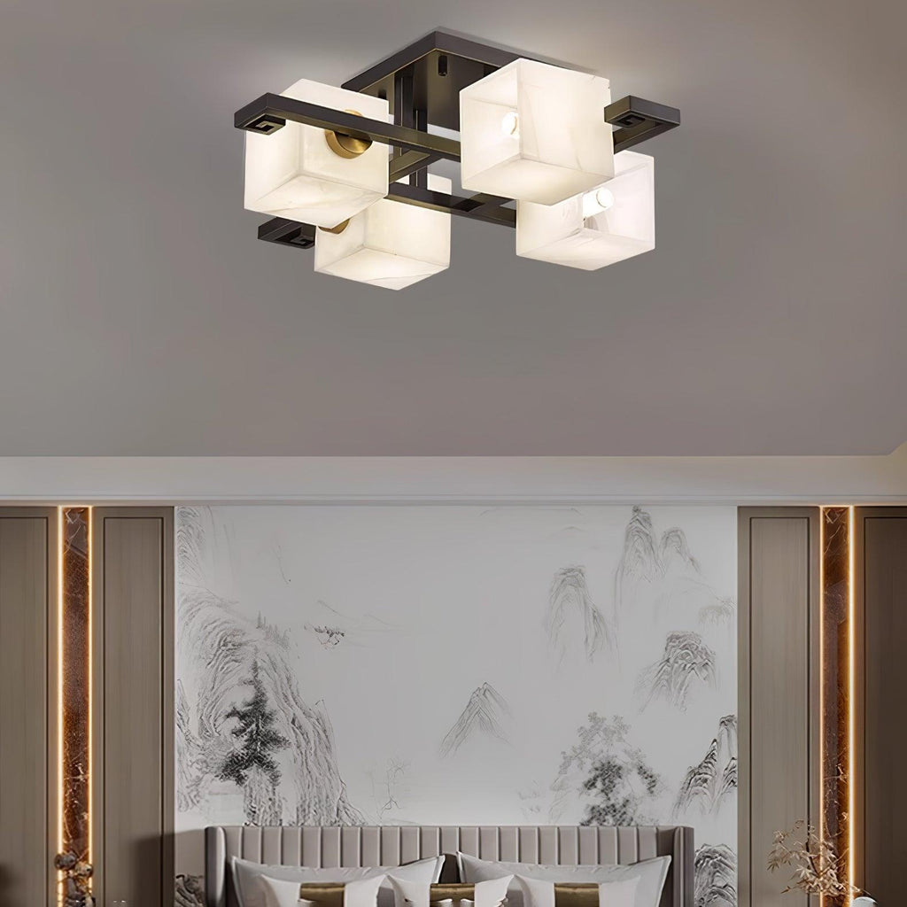 Plafonnier moderne Mors en Albâtre Noir et blanc