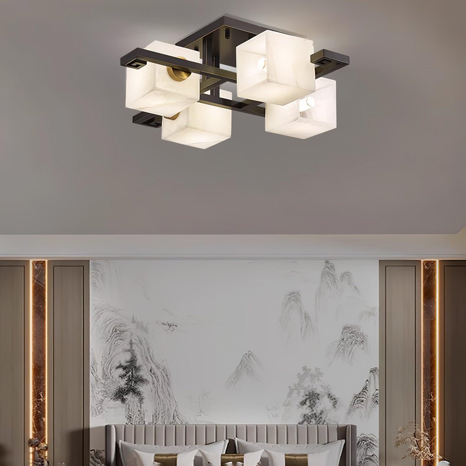 Plafonnier moderne Mors en Albâtre Noir et blanc