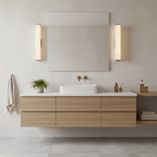 Applique murale moderne Bain en Albâtre Laiton et blanc