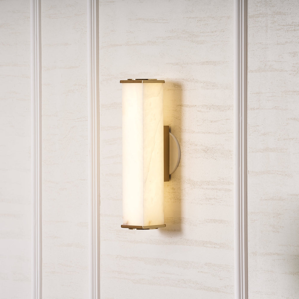 Applique murale moderne Bain en Albâtre Laiton et blanc