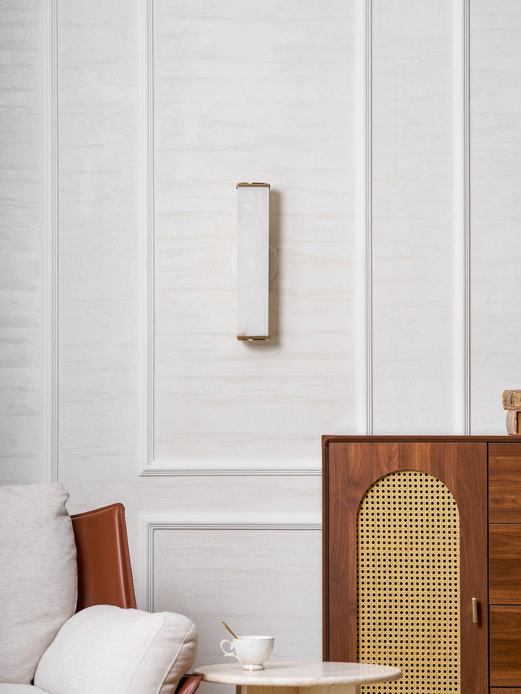 Applique murale moderne Bain en Albâtre Laiton et blanc