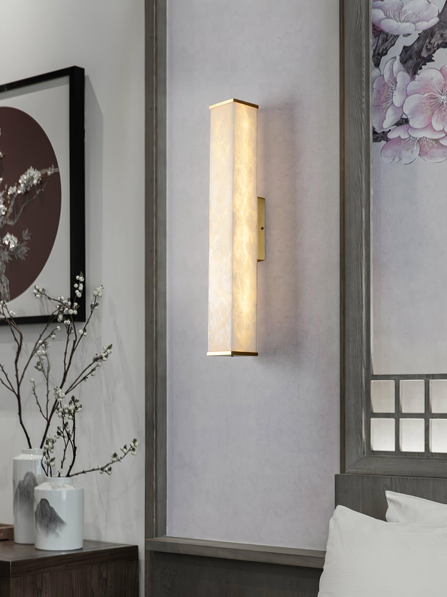 Applique murale moderne Bain en Albâtre Laiton et blanc