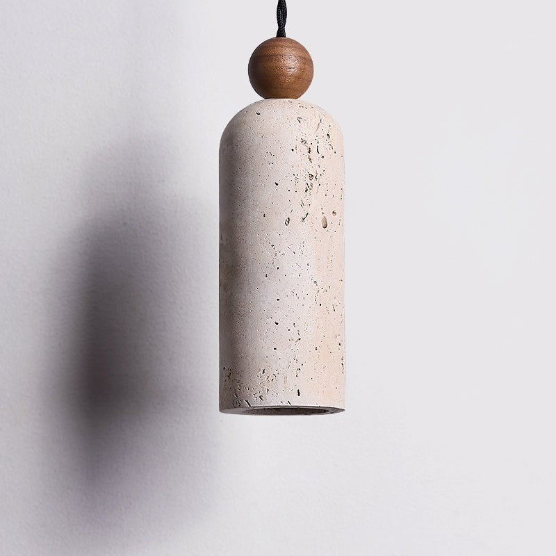 Suspension moderne Galt en bois Travertin jaune et noyer