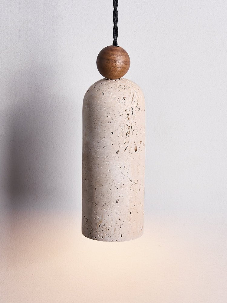 Suspension moderne Galt en bois Travertin jaune et noyer