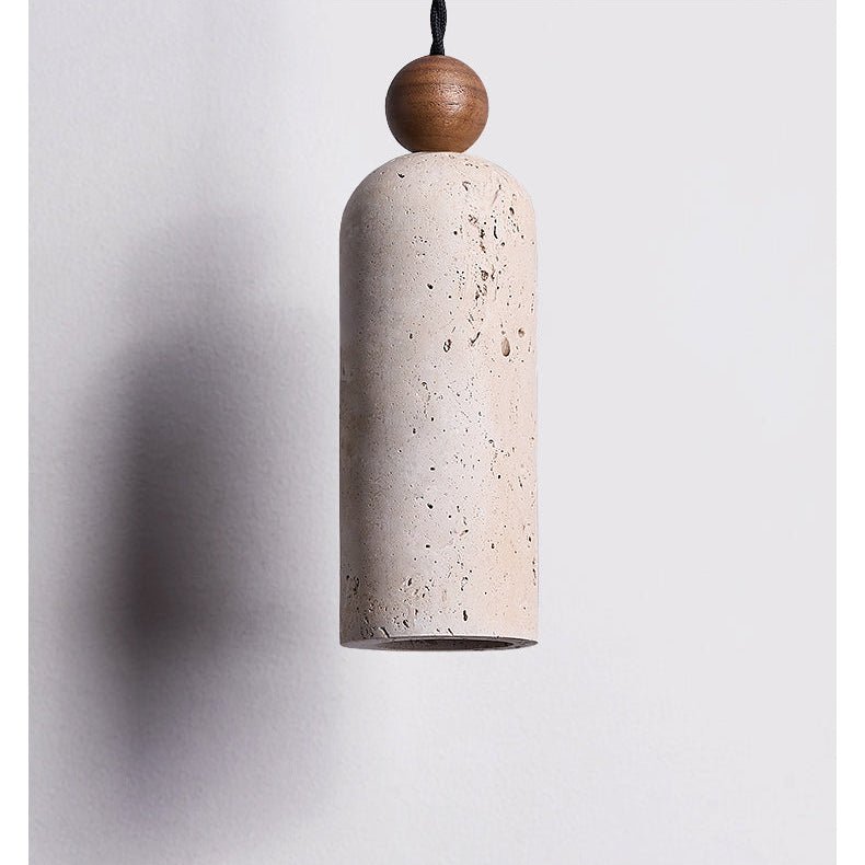 Suspension moderne Galt en bois Travertin jaune et noyer
