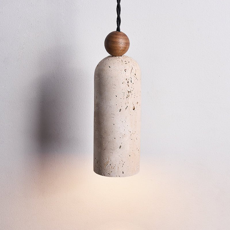 Suspension moderne Galt en bois Travertin jaune et noyer
