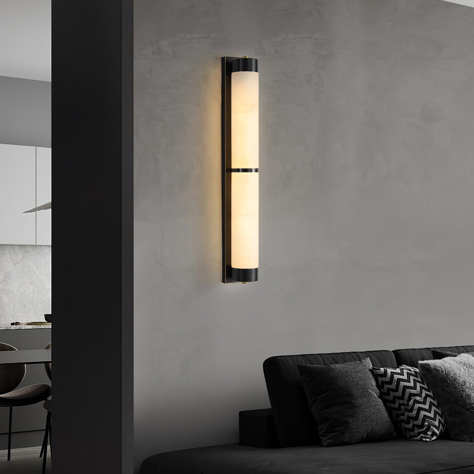 Applique murale moderne Jair en Albâtre, laiton Noir et blanc