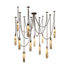 Lustre moderne Tael en Albâtre Laiton ancien et blanc