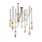 Lustre moderne Tael en Albâtre Laiton ancien et blanc