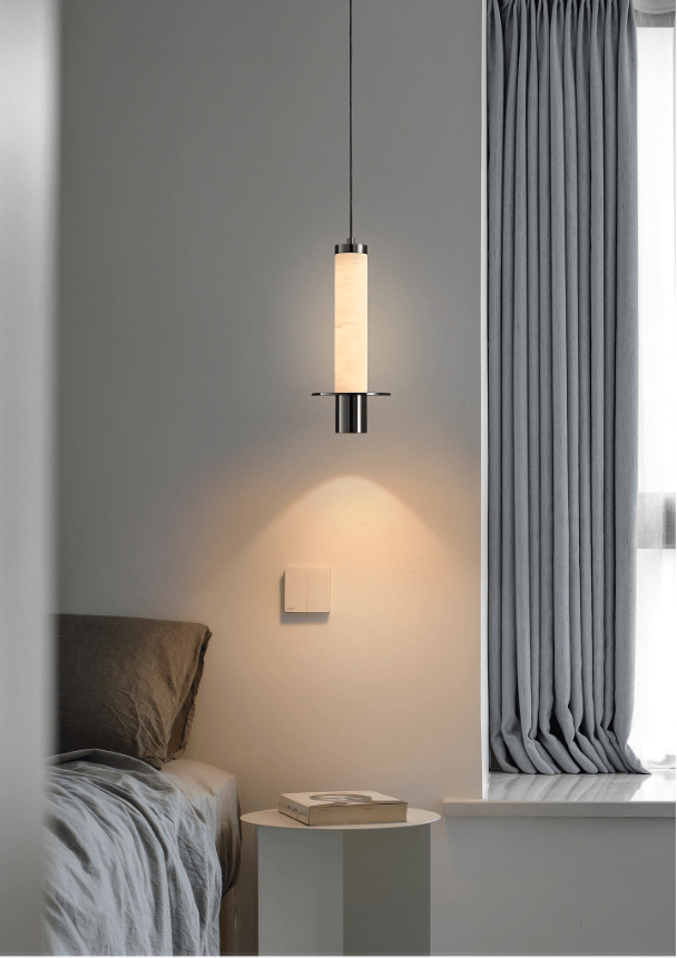 Suspension moderne Lewiston en Albâtre Noir et blanc