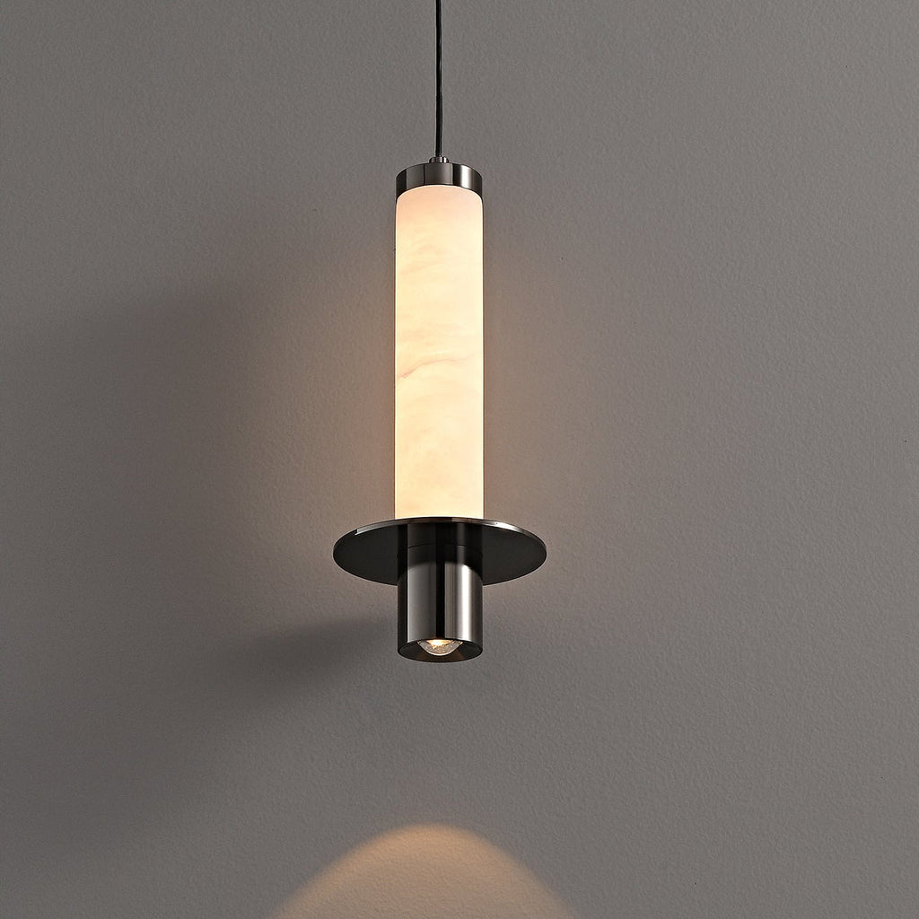Suspension moderne Lewiston en Albâtre Noir et blanc