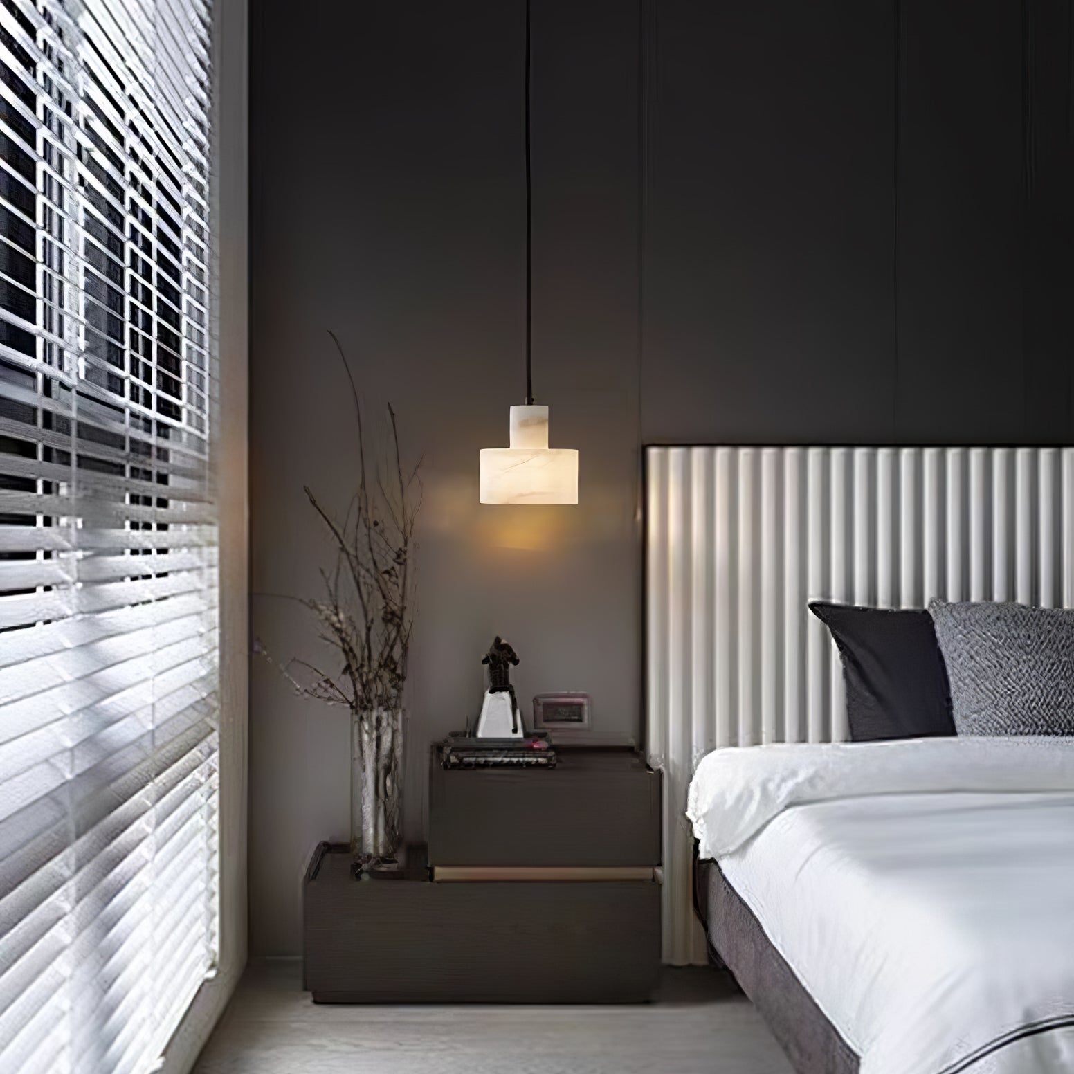 Suspension moderne Staffan en Albâtre Blanc