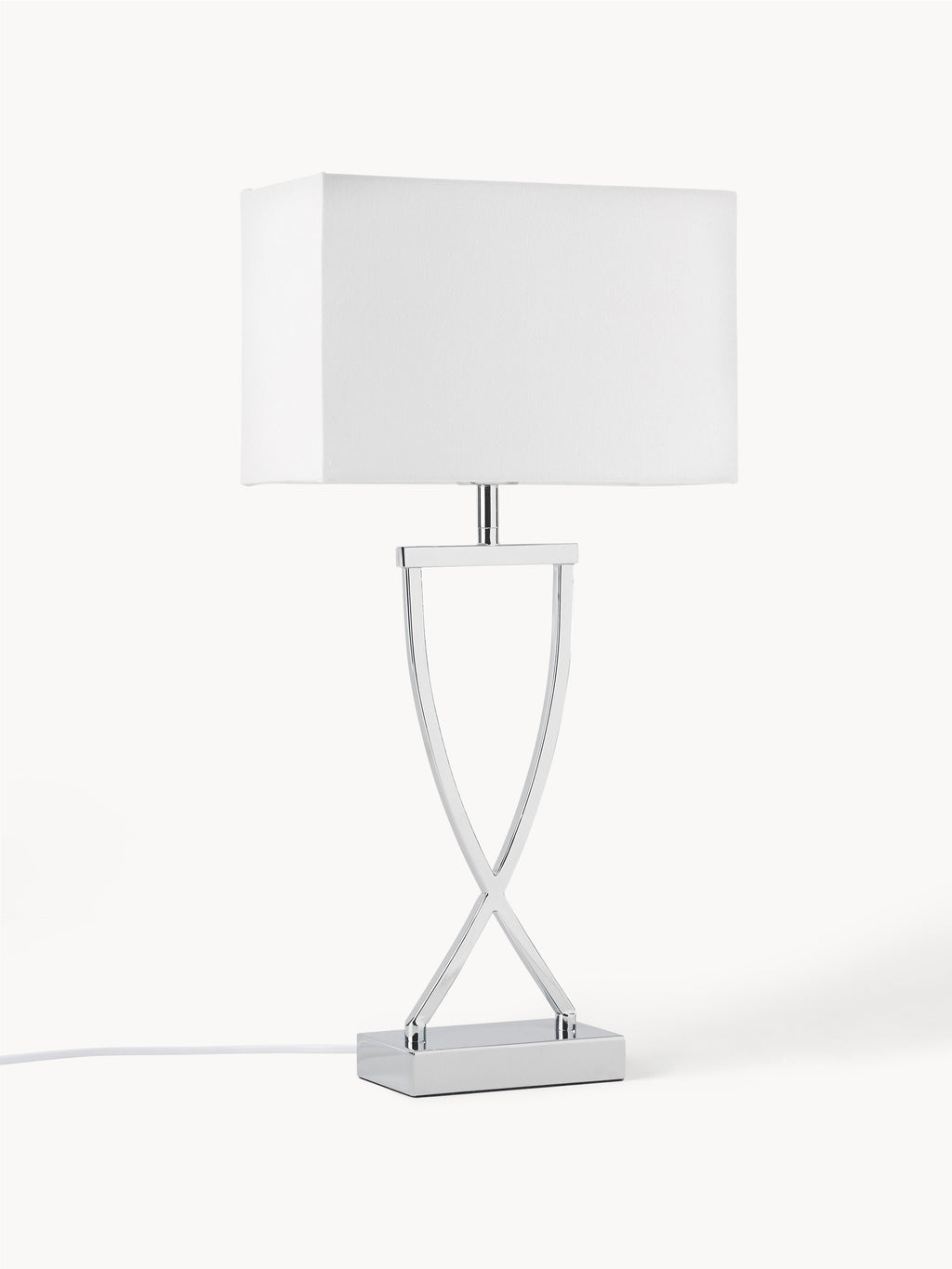Grande lampe à poser classique Gudik - Argenté, blanc